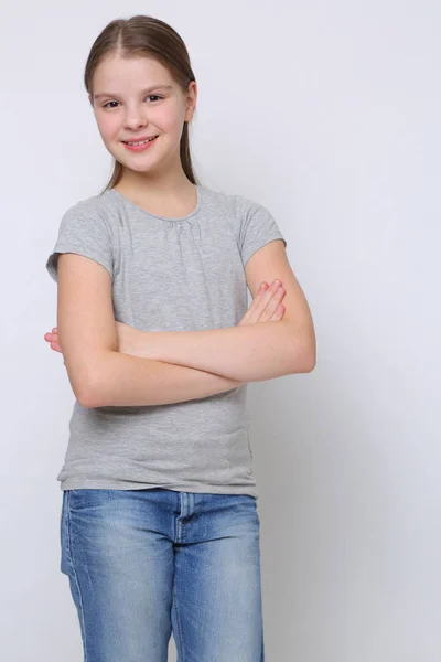 Hermoso Estudio Retrato Europeo Caucásico Adolescente Chica — Foto de Stock