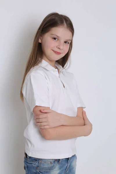 Vackra Studio Porträtt Europeiska Kaukasiska Tonåring Gir — Stockfoto