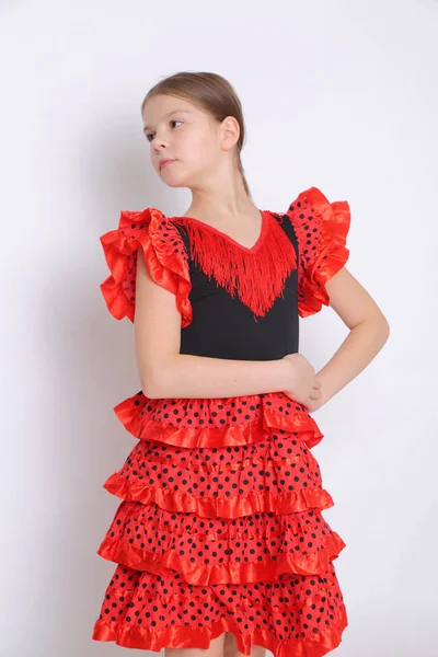 Estudio Imagen Adolescente Europea Como Bailarina Flamenca — Foto de Stock