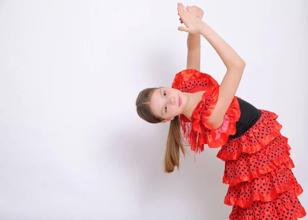 Studio Image Evropská Dospívající Dívka Jako Tanečník Flamenca Španělština — Stock fotografie