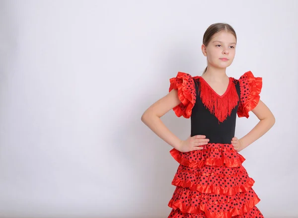 Imagem Estúdio Menina Adolescente Europeia Como Uma Dançarina Flamenco Espanhol — Fotografia de Stock