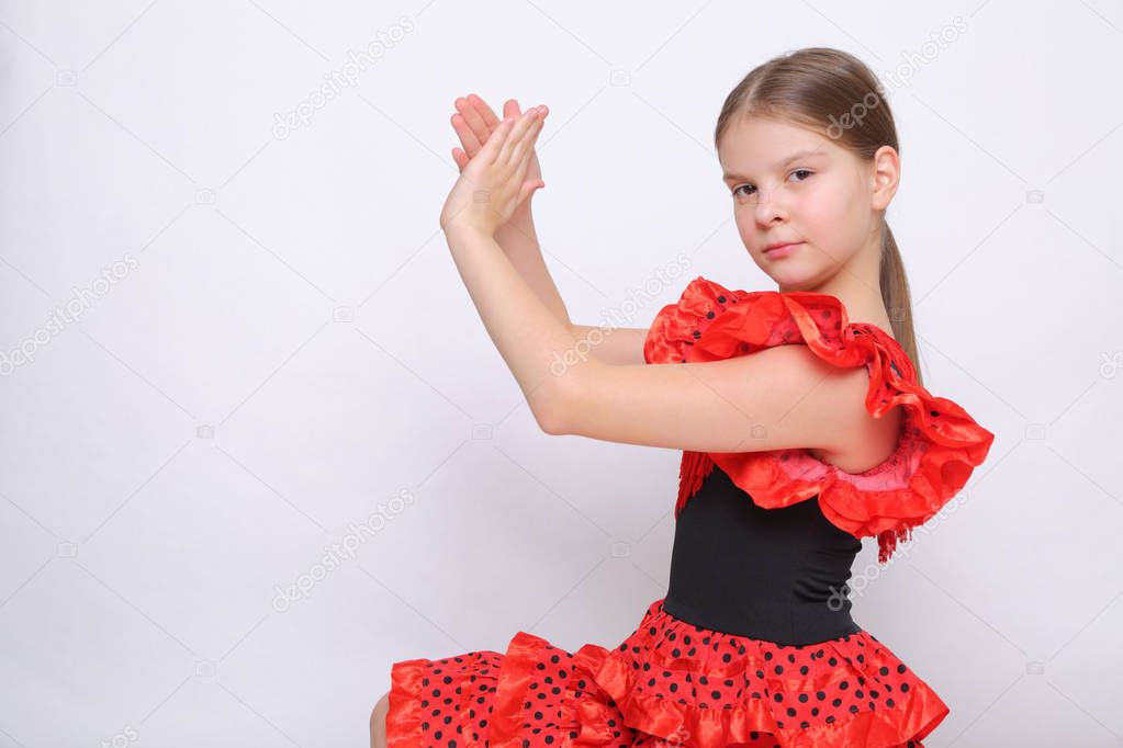 Studio image of european teen girl as a flamenco (Spanish) dancer