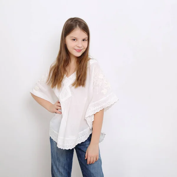 Studio Image Lovely Emotional Caucasian Teen Girl — Stock Photo, Image