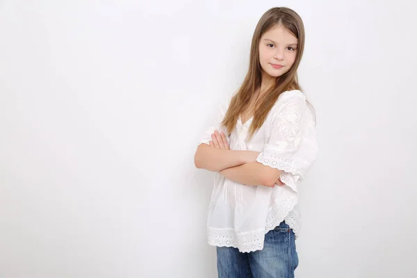 Studio Image Lovely Emotional Caucasian Teen Girl — Stock Photo, Image