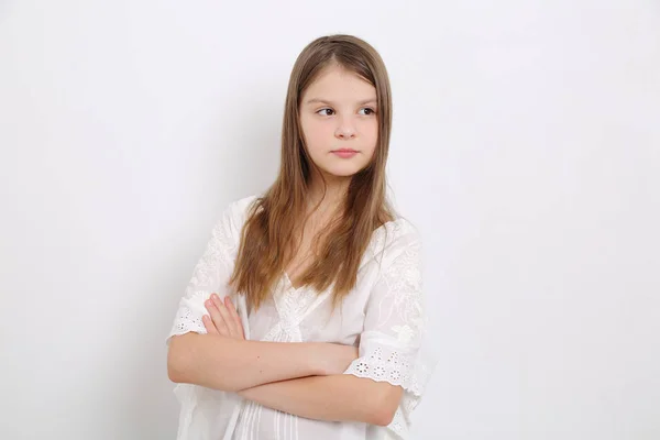 Studio Image Lovely Emotional Caucasian Teen Girl — Stock Photo, Image