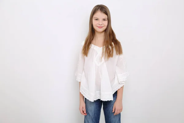 Stüdyo Imge Güzel Duygusal Beyaz Genç Kız — Stok fotoğraf