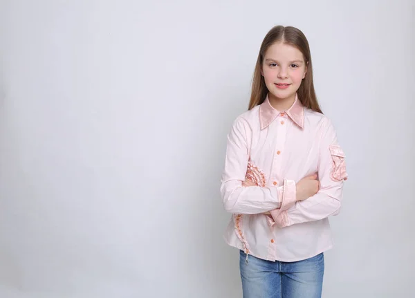 Estudio Retrato Europeo Caucásico Adolescente Chica —  Fotos de Stock