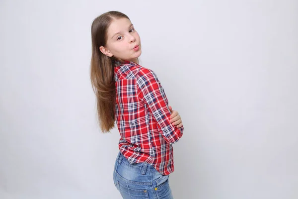 Studio Portrait Européen Caucasien Adolescent Fille — Photo