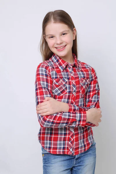 Studio Portrait Européen Caucasien Adolescent Fille — Photo