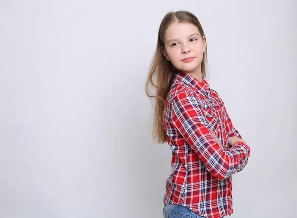 Retrato Estúdio Menina Adolescente Caucasiana Europeia — Fotografia de Stock