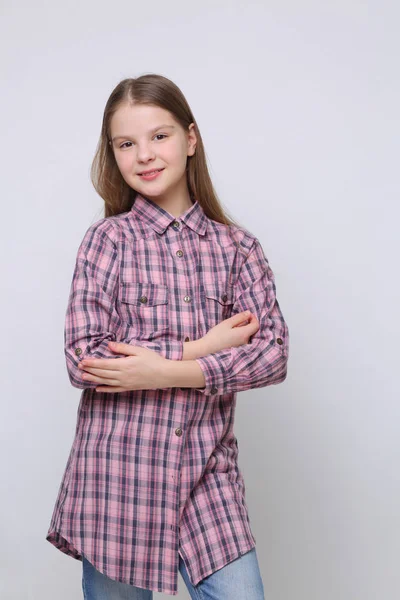 Estudio Retrato Europeo Caucásico Adolescente Chica — Foto de Stock