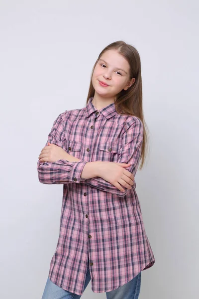 Studio Portret Van Europese Kaukasische Tiener Meisje — Stockfoto