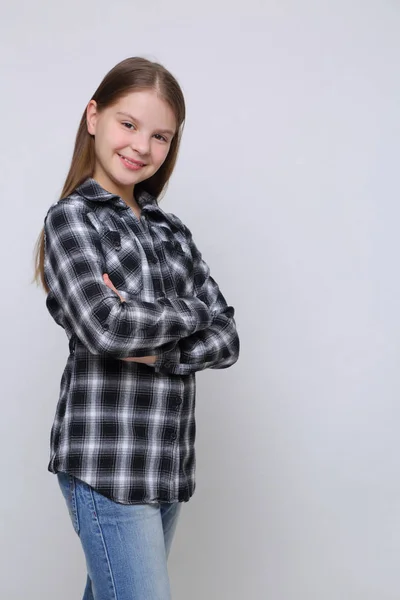 Retrato Estúdio Menina Adolescente Caucasiana Europeia — Fotografia de Stock