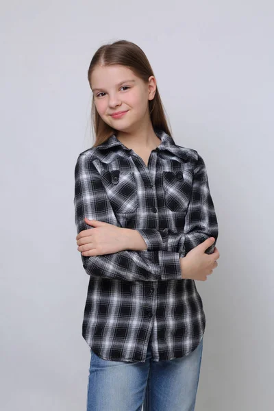 Studio Portret Van Europese Kaukasische Tiener Meisje — Stockfoto