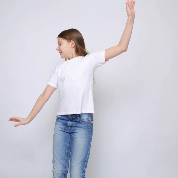 Studio Portrait Européen Caucasien Adolescent Fille — Photo