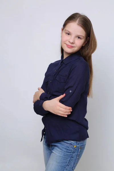 Studio Portret Europejskiej Kaukaski Dziewczyny Nastolatki — Zdjęcie stockowe