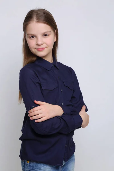 Studio Portret Europejskiej Kaukaski Dziewczyny Nastolatki — Zdjęcie stockowe