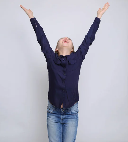 Estudio Retrato Europeo Caucásico Adolescente Chica — Foto de Stock