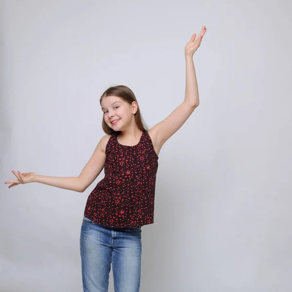 Studio Portrait Européen Caucasien Adolescent Fille — Photo