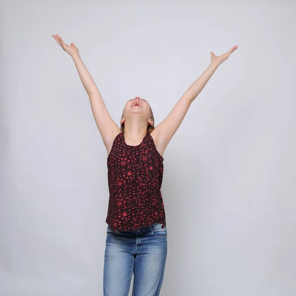 Estudio Retrato Europeo Caucásico Adolescente Chica — Foto de Stock