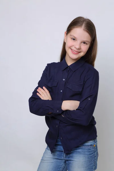 Estudio Retrato Europeo Caucásico Adolescente Chica — Foto de Stock