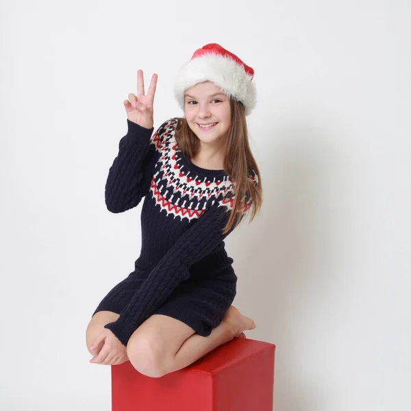 Stüdyo Imge Beyaz Küçük Bayan Noel Baba — Stok fotoğraf