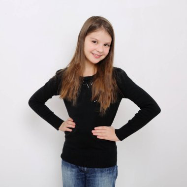 Güzel duygusal beyaz genç kız görüntü