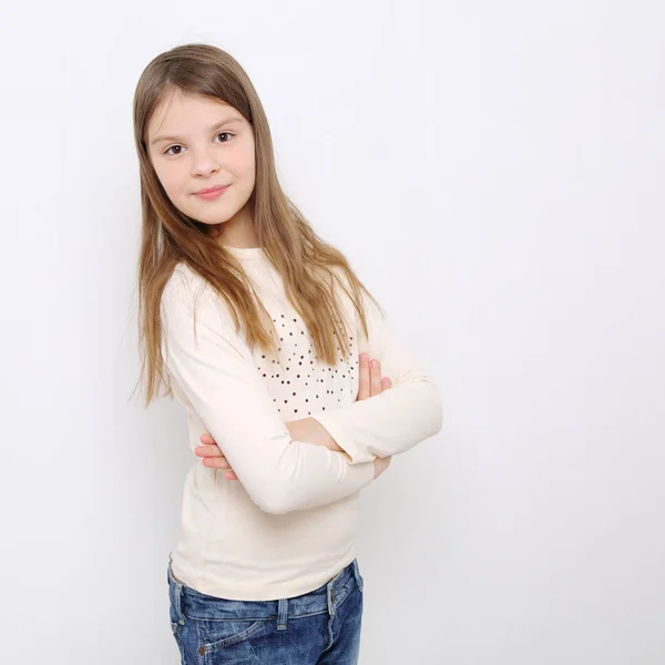 Образ Прекрасної Емоційної Кавказької Дівчинки Підлітка — стокове фото