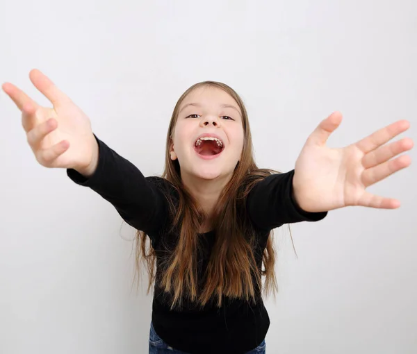 Afbeelding Van Mooie Emotionele Kaukasische Tiener Meisje — Stockfoto