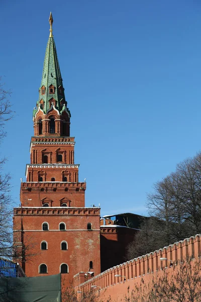 Vista Livre Kremlin Detalhes Fundo Aterro Kremlevskaya Dia Ensolarado Início — Fotografia de Stock