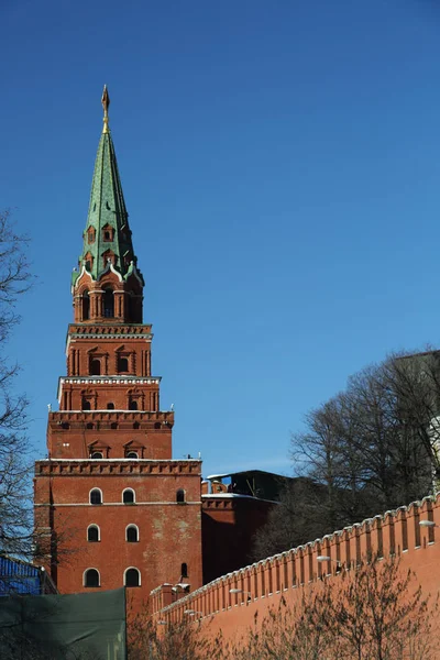 Vista Livre Kremlin Detalhes Fundo Aterro Kremlevskaya Dia Ensolarado Início — Fotografia de Stock