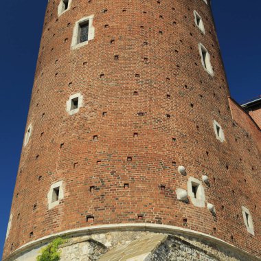 Krakow, Polonya - 1 Ağustos 2017: Wawel hill Katedrali ve Kalesi ile. Wawel Kalesi karmaşık bir tarihi mimari antik kentin merkezidir.