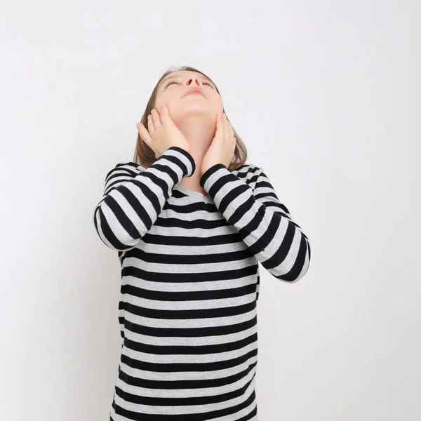 Studio Image Lovely Emotional Caucasian Teen Girl — Stock Photo, Image