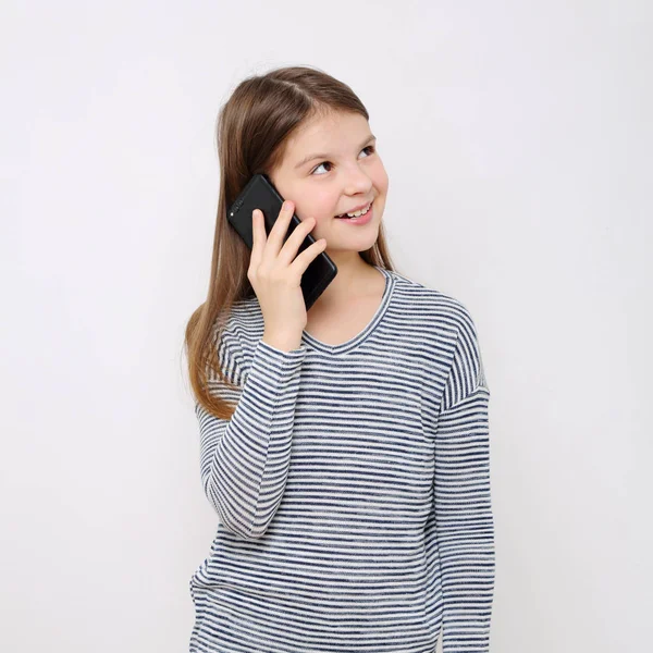 Школьный Подросток Мобильным Телефоном Смартфон — стоковое фото