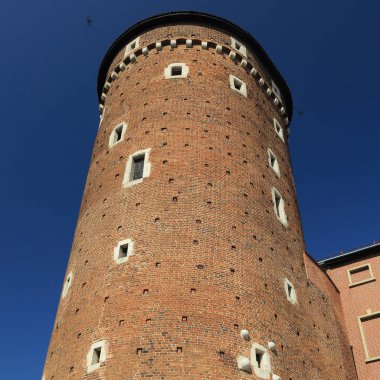 Krakow, Polonya - 1 Ağustos 2017: Wawel hill Katedrali ve Kalesi ile. Wawel Kalesi karmaşık bir tarihi mimari antik kentin merkezidir.