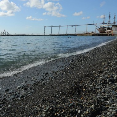 Sahil üzerinden Karadeniz Sochi, Rusya Federasyonu. Seçilen odak.