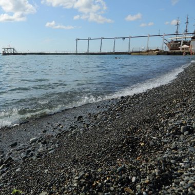 Sahil üzerinden Karadeniz Sochi, Rusya Federasyonu. Seçilen odak.