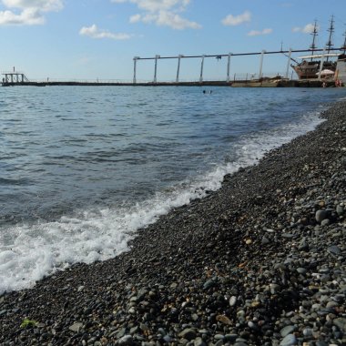 Sahil üzerinden Karadeniz Sochi, Rusya Federasyonu. Seçilen odak.