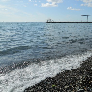 Sahil üzerinden Karadeniz Sochi, Rusya Federasyonu. Seçilen odak.