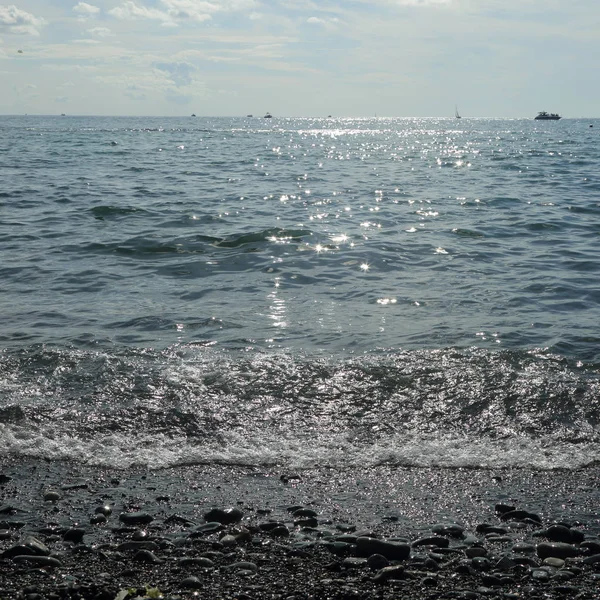 Παραθαλάσσιο Μέσω Μαύρης Θάλασσας Στο Σότσι Ρωσική Ομοσπονδία Επιλεγμένο Εστίαση — Φωτογραφία Αρχείου