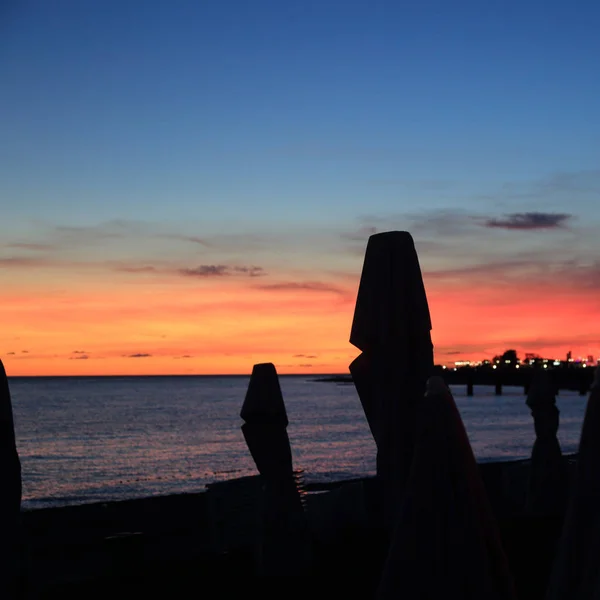 Pôr Sol Verão Sobre Mar Negro Beira Mar Sochi Federação — Fotografia de Stock