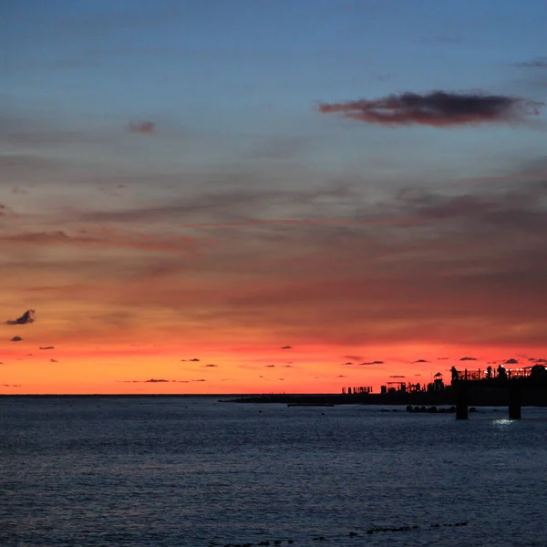 Zomer Zonsondergang Zwarte Zee Kust Sochi Russische Federatie Geselecteerde Focus — Stockfoto