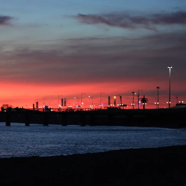 Atardecer Verano Sobre Costa Del Mar Negro Sochi Federación Rusa — Foto de Stock