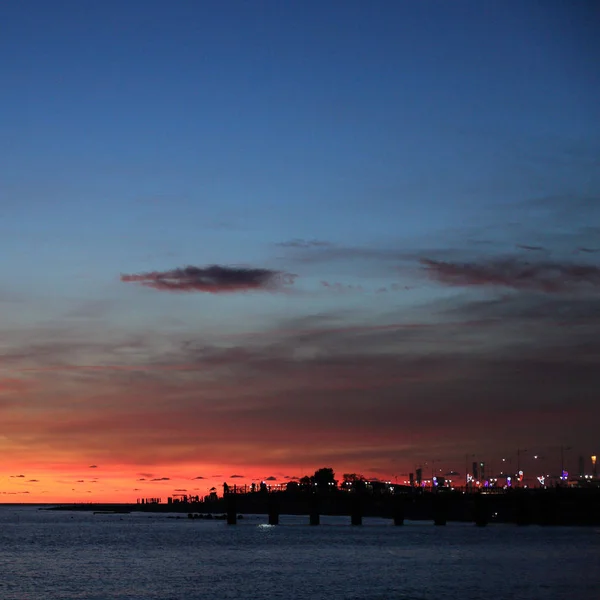 Zomer Zonsondergang Zwarte Zee Kust Sochi Russische Federatie Geselecteerde Focus — Stockfoto