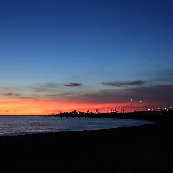 Silhouette People Black Sea Seaside Sochi Summer Sunset Time Russian — Stock Photo, Image