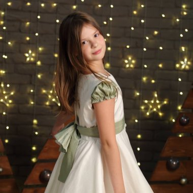 Güzel beyaz küçük kız portre Noel tatil