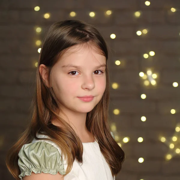 Lovely Caucasiano Pequena Menina Retrato Natal Férias — Fotografia de Stock