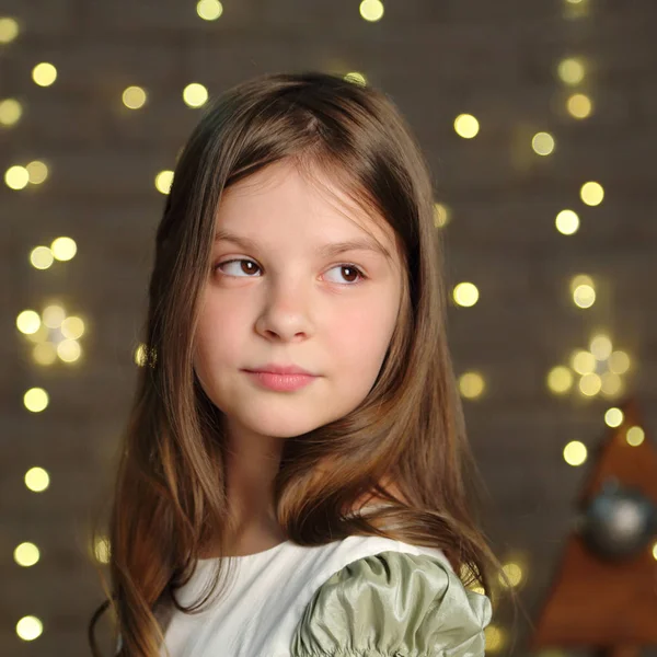 Retrato Menina Adorável Feriado Natal — Fotografia de Stock