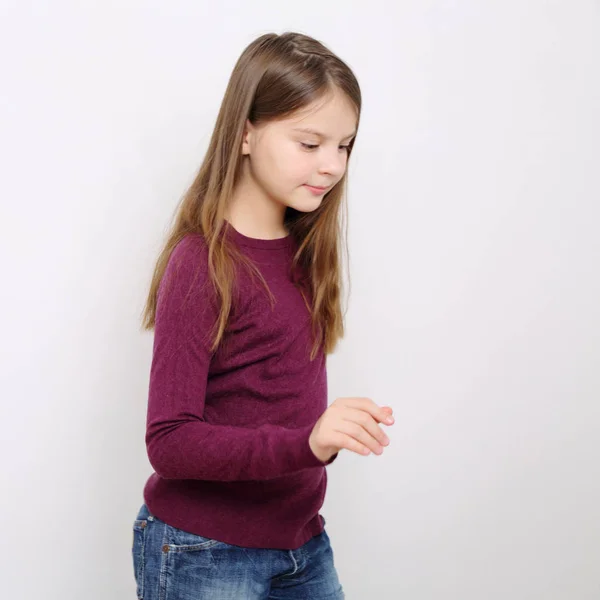 Studio Image Lovely Emotional Caucasian Teen Girl — Stock Photo, Image