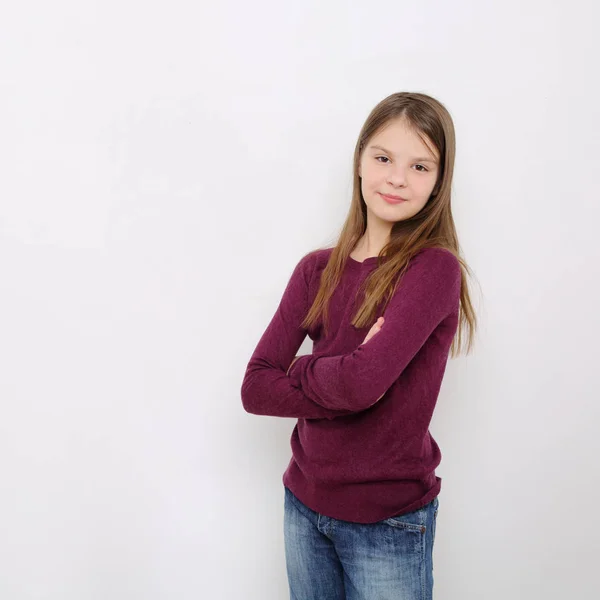 Studio Εικόνα Όμορφη Συναισθηματική Καυκάσιος Έφηβος Κοπέλα — Φωτογραφία Αρχείου